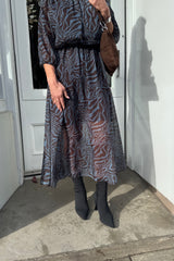 Zena Denim Blue Zebra Printed Dress