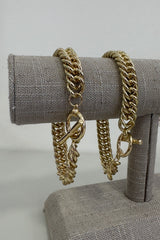Gold Curb Chain Statement T-Bar Bracelet
