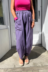 Aubergine Purple Cotton Cocoon Trousers