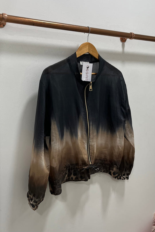 Black Ombre Lightweight Bomber Jacket