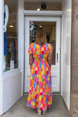 Carnival Mosaic V-neck Abstract Printed Maxi Dress