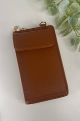 Tan Zip Wallet Crossbody Bag