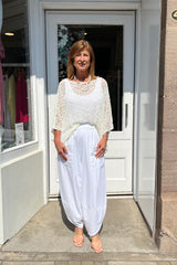 Cream Popcorn Poncho Top