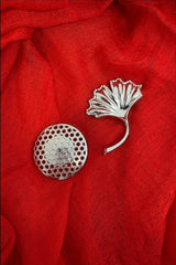 Silver Diamante Leaf Magnetic Brooch