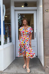 Wildflower Meadow V-neck Floral Printed Midi Dress