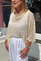 Ecru Popcorn Poncho Top