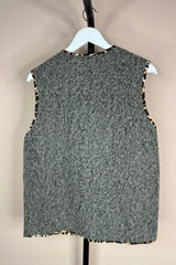 Leopard Trim Gilet Grey