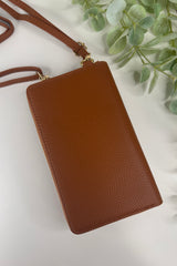 Tan Zip Wallet Crossbody Bag