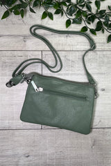 Khaki Green Cleo Zip Crossbody Bag