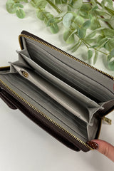 Chocolate Brown Zip Wallet Crossbody Bag