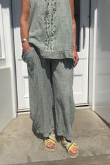 Khaki Green Ava Cotton Front Pocket Trousers