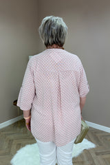 Dusky Pink Polka Dot Cotton Blouse