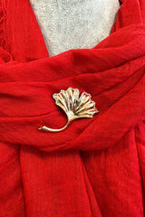 Gold Diamante Leaf Magnetic Brooch