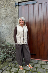 Leopard Trim Gilet Burgundy