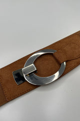 Tan Sadie Faux Suede Stretch Waist Belt