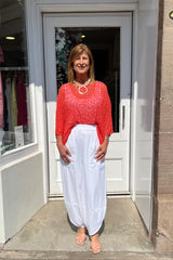 Bright Orange Popcorn Poncho Top
