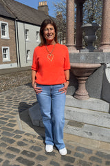 Bright Orange Alpaca Short Sleeved Jumper