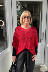 Red Popcorn Poncho Top