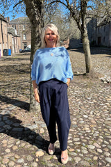 Cornflower Blue Daisy Fine Knit Jumper
