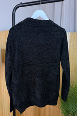 Black Chenille Arran Style Jumper