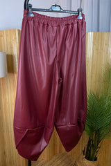 Burgundy PU Cocoon Trousers
