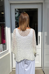 Cream Popcorn Poncho Top