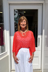 Bright Orange Popcorn Poncho Top