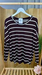 Dark Chocolate Wide Gap Striped Top