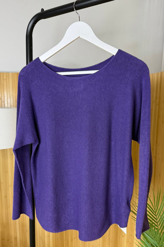 Purple Plain Knitted Jumper