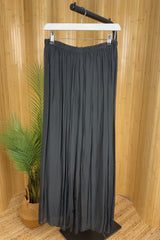Charcoal Grey Silk Pull On Trousers