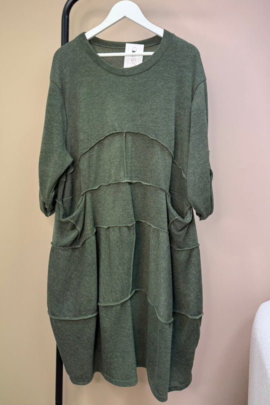 Khaki Seam Tunic Dress