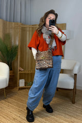 Leopard Faux Leather Satchel Bag
