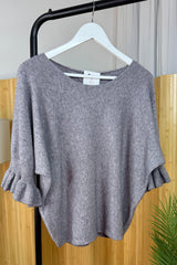 Grey Frill Sleeve Jackie Jumper