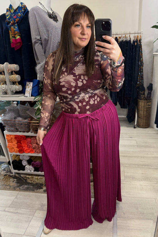 Magenta Pleated Trouser