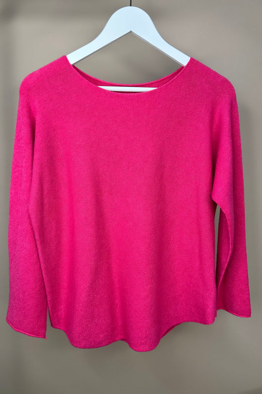 Fuchsia Plain Knitted Jumper