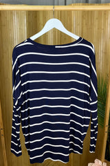 Navy Wide Gap Striped Top