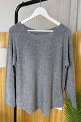 Grey Plain Knitted Jumper