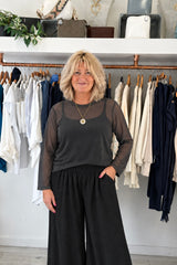 Charcoal Grey Long Sleeve Mesh Layering Top