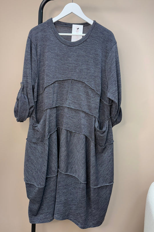 Grey Marl Seam Tunic Dress