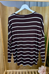 Dark Chocolate Wide Gap Striped Top
