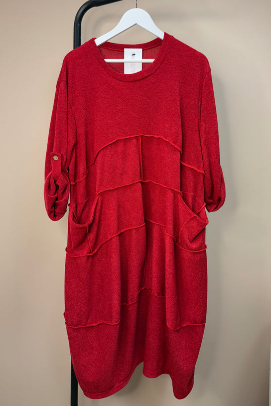 Red Seam Tunic Dress