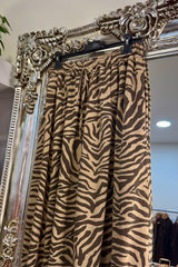 Audrey Camel And Chocolate Brown Balloon Leg Tiger Jogger Trousers