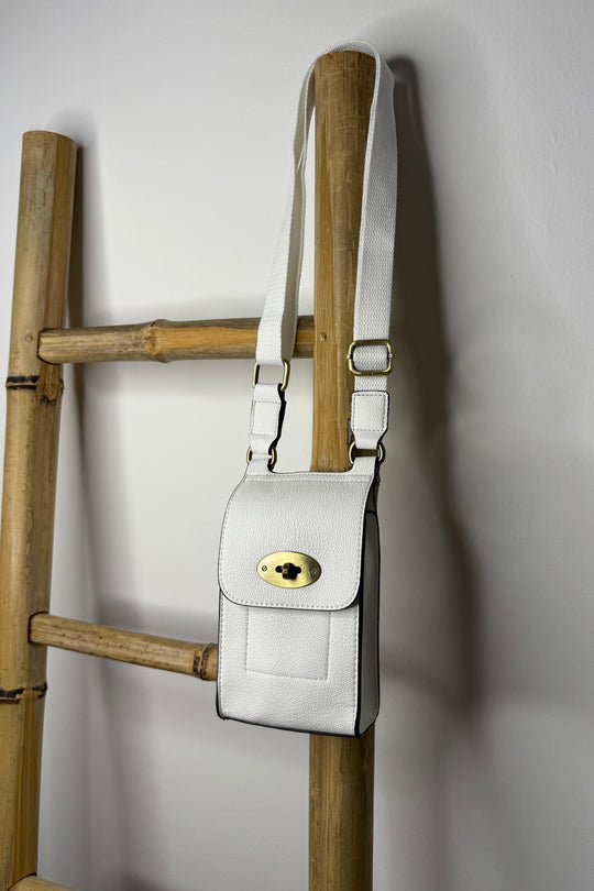 White Faux Leather Mini Satchel Bag