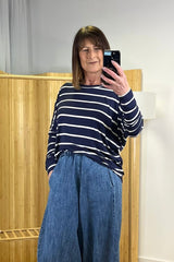 Navy Wide Gap Striped Top