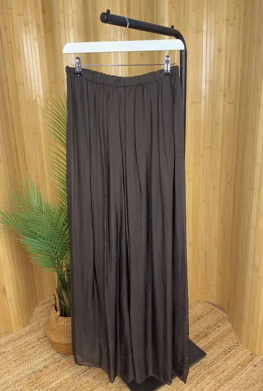Dark Chocolate Silk Pull On Trousers