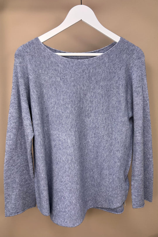 Denim Blue Plain Knitted Jumper