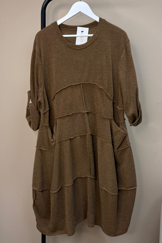 Brown Seam Tunic Dress