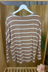 Camel Wide Gap Striped Top