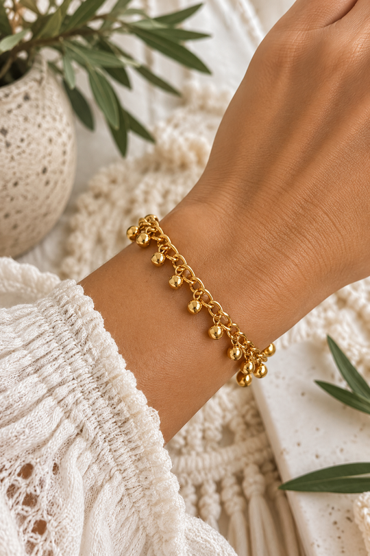 Sienna 18k Gold Plated Beaded Charm Bracelet