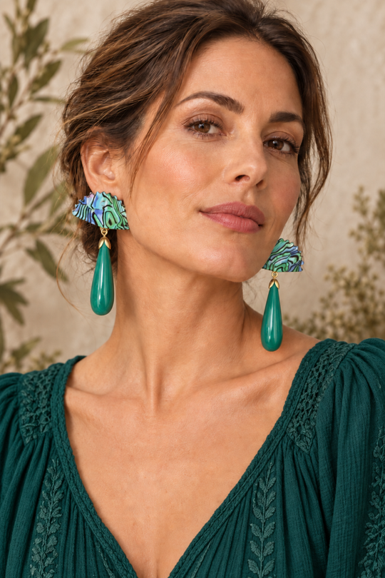 Teal Resin Drop Earrings
